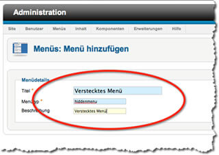 Verstecktes Menü in Joomla anlegen - SEO