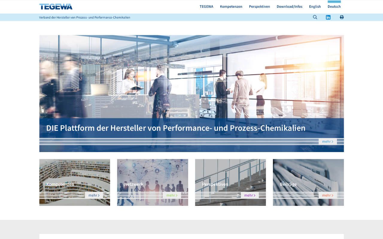 Webdesign und Website TEGEWA, Verband Chemische Industrie
