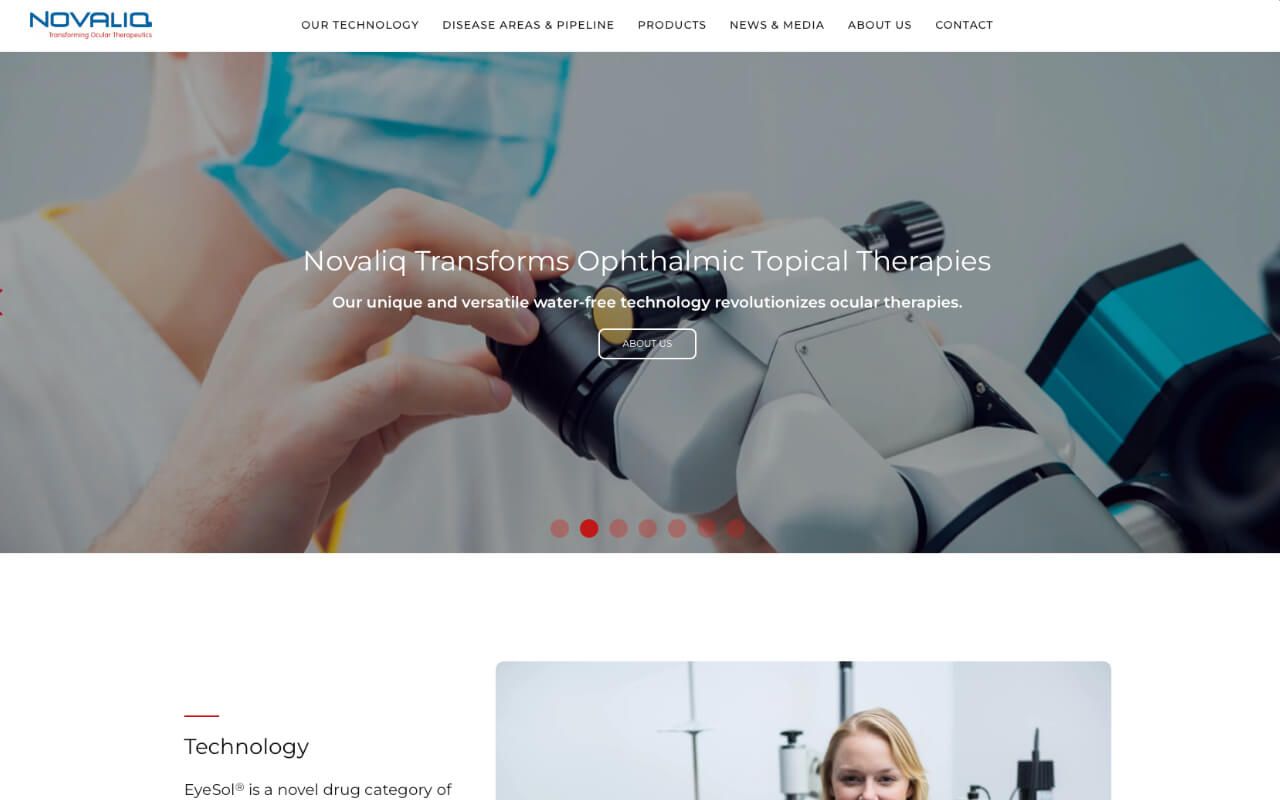 Webdesign und Website Novaliq - Pharmaindustrie